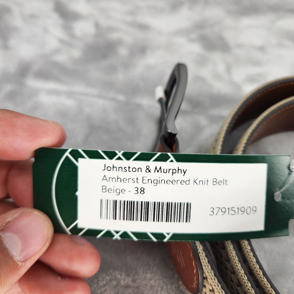 Johnston & Murphy J&M Beige Size 38 Amherst Engineered Knit Belt NWT $59.50 - Picture 2 of 5